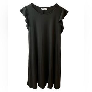 DOUBLJU Swing LBD Ruffle Sleeve with Pockets 
Loose, Soft & Flowy, Size Medium